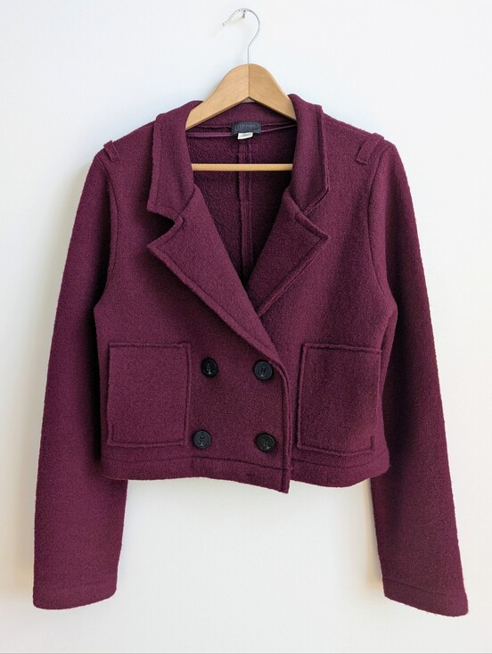 Diesel Jackets & Blazers - Diesel 100% Wool Dark Deep Red Cropped Double Breasted Jacket Small